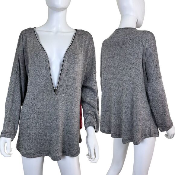 Miraclesuit Women Size L Gray Pullover Knit Long Sleeve Cover Up NEW Sweater Zip - Picture 1 of 15